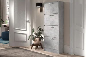 Rousseau - Schoenenkast Carini 4 laden Beton - 155x63x23 cm | Belga Meubelen Online
