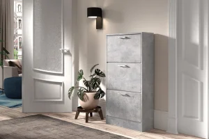 Rousseau - Schoenenkast Carini 3 laden Beton - 120x63x23 cm | Belga Meubelen Outlet