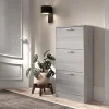 Rousseau - Schoenenkast Carini 3 laden Grijze eik - 120x63x23 cm | Belga Meubelen Best