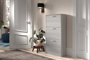 Rousseau - Schoenenkast Carini 3 laden Grijze eik - 120x63x23 cm | Belga Meubelen Best