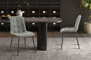 Rousseau - Set van 4 stoelen Furas Vintage PU Grijs - 88x46.5x59.5 cm | Belga Meubelen Best