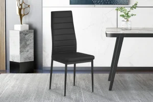 Rousseau - Set van 4 stoelen Cato/Kenzo PU Zwart - 96x41x48 cm | Belga Meubelen Online