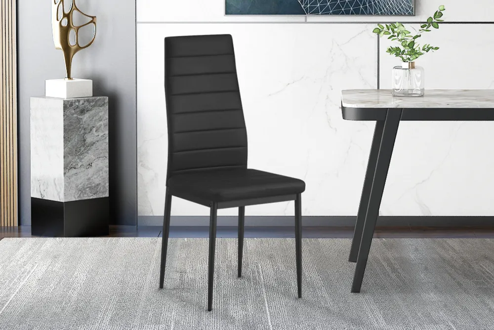 rousseau__set_van__stoele_0-5.webp Rousseau - Set van 4 stoelen Cato/Kenzo PU Zwart - 96x41x48 cm | Belga Meubelen Online