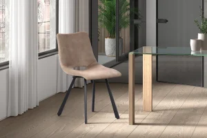 Rousseau - Stoel Assisi Fluweel Beige - 83x47x58 cm | Belga Meubelen Clearance