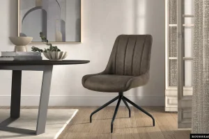 Rousseau - Stoel Avila - Stof Bruin Grijs - 84x53x63 cm | Belga Meubelen Discount