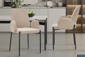 Rousseau - Stoel Bilbao Boucle - Zand - 88x60x57 cm | Belga Meubelen Sale