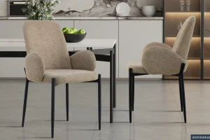 Rousseau - Stoel Bilbao Stof Zand - 88x60x57 cm | Belga Meubelen Clearance