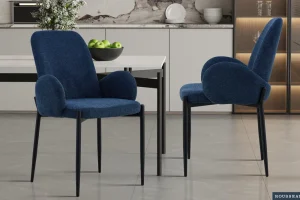 Rousseau - Stoel Bilbao Stof Blauw - 88x60x57 cm | Belga Meubelen Hot