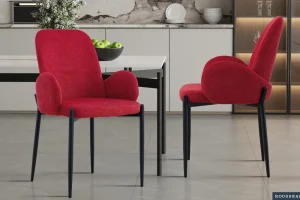 Rousseau - Stoel Bilbao Stof Rood - 88x60x57 cm | Belga Meubelen Discount
