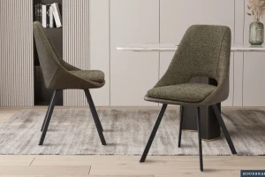Rousseau - Stoel Filou Boucle - Groen Rug PU Donkergroen - 85x48x56 cm | Belga Meubelen Outlet