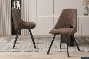 Rousseau - Stoel Filou Boucle - Zand Rug PU Bruin - 85x48x56 cm | Belga Meubelen Clearance