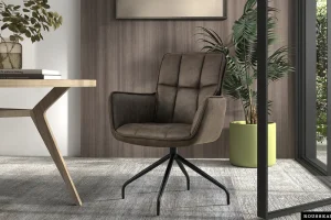 Rousseau - Stoel Ibiza - Stof Bruin Grijs - 88x59x63 cm | Belga Meubelen Online