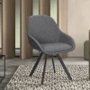 Rousseau - Stoel Jan Stof Grijs Rug PU Donkergrijs - 85x55x62 cm | Belga Meubelen Outlet