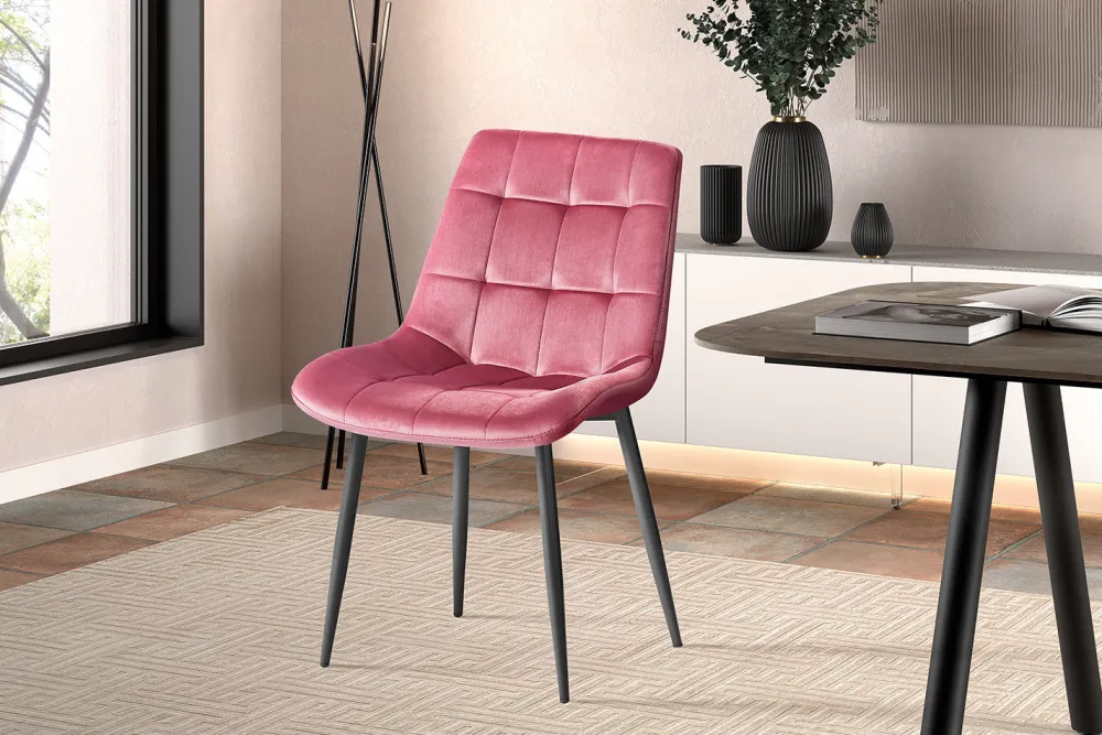 rousseau__stoel_juta_fluw_0-6.webp Rousseau - Stoel Juta Fluweel Roze - 82x50x59 cm | Belga Meubelen Sale