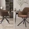 Rousseau - Stoel Lucie Boucle - Zand Rug PU Bruin - 82.5x62x63 cm | Belga Meubelen Hot