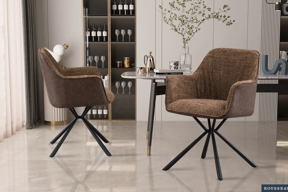 rousseau__stoel_lucie_bou_0-1.webp Rousseau - Stoel Lucie Boucle - Zand Rug PU Bruin - 82.5x62x63 cm | Belga Meubelen Hot