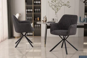 Rousseau - Stoel Lucie Boucle - Grijs Rug PU Lichtgrijs - 82.5x62x63 cm | Belga Meubelen Clearance