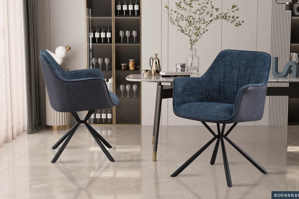 rousseau__stoel_lucie_bou_0.webp Rousseau - Stoel Lucie Boucle - Blauw Rug PU Blauw - 82.5x62x63 cm | Belga Meubelen Fashion