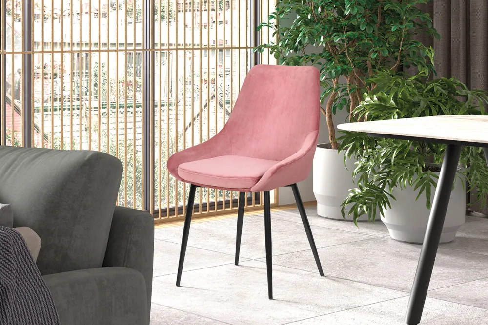 rousseau__stoel_mirano_fl_0-1.webp Rousseau - Stoel Mirano Fluweel Roze - 86x49x61 cm | Belga Meubelen Sale