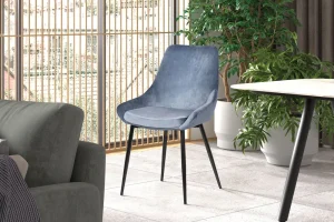 Rousseau - Stoel Mirano Fluweel Blauw - 86x49x61 cm | Belga Meubelen Hot