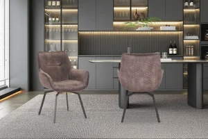 Rousseau - Stoel Modest - Fluweel Taupe - 84x63x63 cm | Belga Meubelen Best