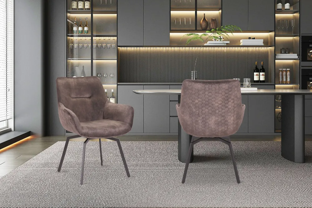 rousseau__stoel_modest__f_0-1.webp Rousseau - Stoel Modest - Fluweel Taupe - 84x63x63 cm | Belga Meubelen Best