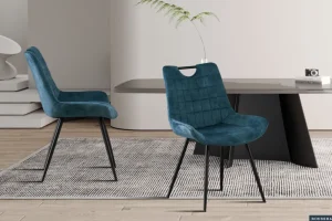 Rousseau - Stoel Nina Fluweel Petrol - 84x56x62.5 cm | Belga Meubelen Outlet