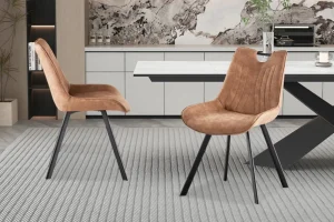 Rousseau - Stoel Pablo Micro fiber PU Donker bruin - 87x54x63 cm | Belga Meubelen Online