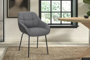 Rousseau - Stoel Sem Stof Grijs Rug PU Donkergrijs - 85x57.5x65 cm | Belga Meubelen Clearance