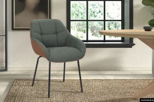Rousseau - Stoel Sem Stof Groen Rug PU Cognac - 85x57.5x65 cm | Belga Meubelen Clearance