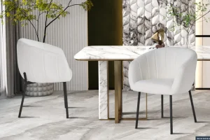 Rousseau - Stoel Sevilla Boucle - Wit - 79x57x62 cm | Belga Meubelen Outlet