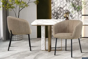 Rousseau - Stoel Sevilla Stof Zand - 79x57x62 cm | Belga Meubelen Best