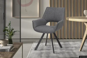 Rousseau - Stoel Tim Stof Grijs - 86.5x61x64 cm | Belga Meubelen Hot