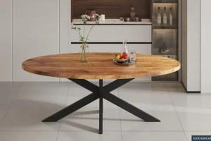 Rousseau - Tafel Alexa 200 cm Ovaal Mango hout - 76x200x100cm | Belga Meubelen Hot