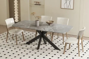 Rousseau - Tafel Apollo 180 cm Deens Ovaal Glanzend Steen Italian Grijs - 76x180x90cm | Belga Meubelen Fashion
