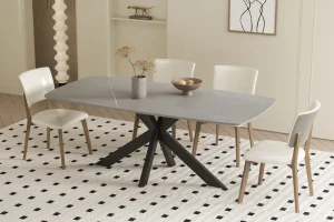 Rousseau - Tafel Apollo 180 cm Deens Ovaal Steen Grijs - 76x180x90cm | Belga Meubelen Clearance