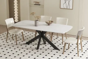 Rousseau - Tafel Apollo 180 cm Deens Ovaal Steen Wit - 76x180x90cm | Belga Meubelen Outlet