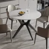 Rousseau - Tafel Apollo 110 cm Rond Glanzend Steen Snow Wit - 75.5x110x110cm | Belga Meubelen Online