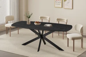 Rousseau - Tafel Aziz 200 cm Deens Ovaal Decor Donkerbruin - 76x200x100cm | Belga Meubelen Fashion