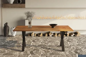 Rousseau - Tafel Elena 200 cm Rechthoekig Mango hout - 76x200x100cm | Belga Meubelen Outlet