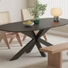 Rousseau - Tafel Isabella 200 cm Spider-poot Ovaal Mango hout Zwart - 76x200x100cm | Belga Meubelen Clearance