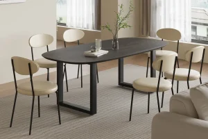 Rousseau - Tafel Isabella 200 cm U-Poot Ovaal Mango hout Zwart - 76x200x100cm | Belga Meubelen Hot