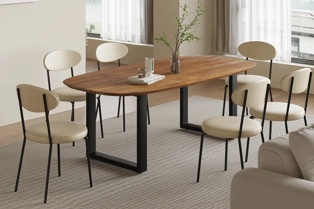 rousseau__tafel_isabella__0-3.webp Rousseau - Tafel Isabella 200 cm U-Poot Ovaal Mango hout - 76x200x100cm | Belga Meubelen New