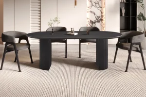 Rousseau - Tafel Lagos 220 cm Ovaal Decor Donkerbruin - 76x220x110 cm | Belga Meubelen Hot