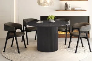 Rousseau - Tafel Lagos 120 cm Rond Decor Donkerbruin - 76x120x120 cm | Belga Meubelen Online