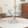 Rousseau - Tafel Lasi 120 cm Rond Glas, Poten Chroom - 77x120x120 cm | Belga Meubelen Online