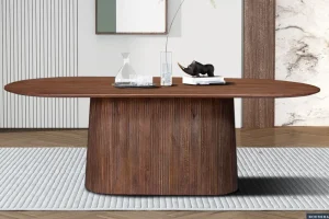 Rousseau - Tafel Miguel 230 cm Ovaal Mango hout Lichtbruin - 76x230x110 cm | Belga Meubelen Discount