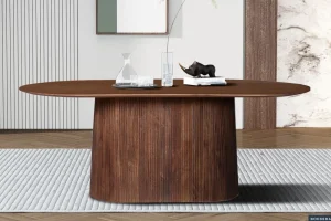 Rousseau - Tafel Miguel 200 cm Ovaal Mango hout Lichtbruin - 76x200x100 cm | Belga Meubelen Outlet