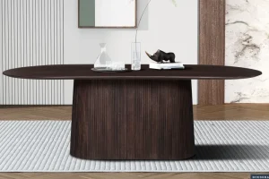 Rousseau - Tafel Miguel 230 cm Ovaal Mango hout Donkerbruin - 76x230x110 cm | Belga Meubelen New