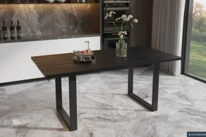 Rousseau - Tafel Nicola 180 cm Rechthoekig Mango hout zwart - 76x180x90cm | Belga Meubelen Clearance